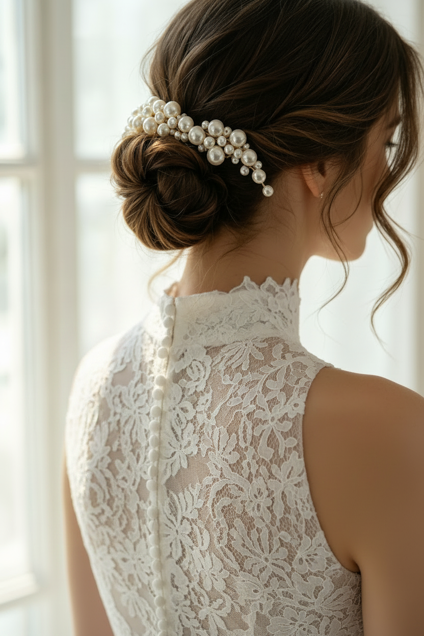 Pearl Cascade Bridal Hair Comb