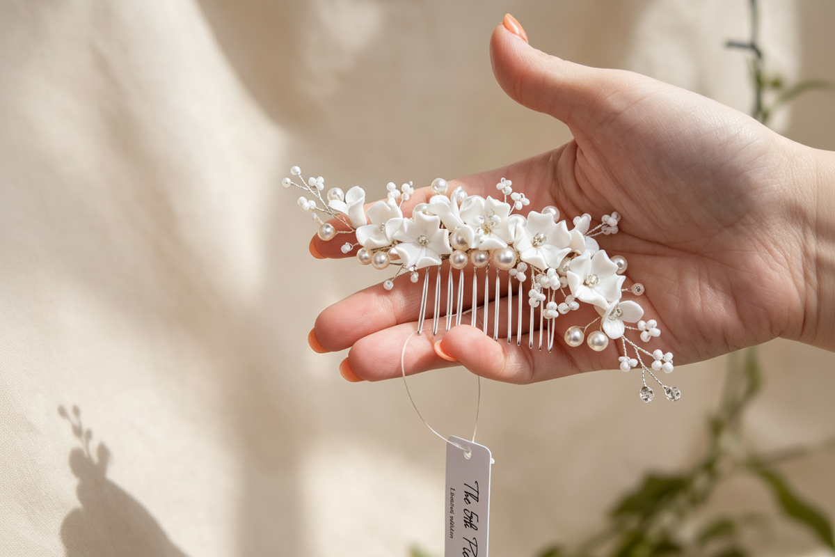 Luxury Ivory Floral & Pearl Bridal Hair Comb • Limited Edition — The 5th Piece