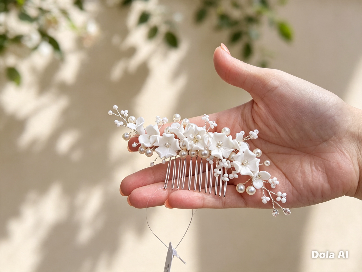 Luxury Ivory Floral & Pearl Bridal Hair Comb • Limited Edition — The 5th Piece