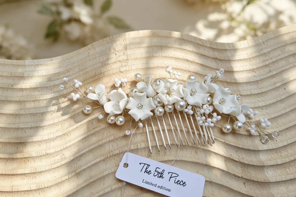 Luxury Ivory Floral & Pearl Bridal Hair Comb • Limited Edition — The 5th Piece
