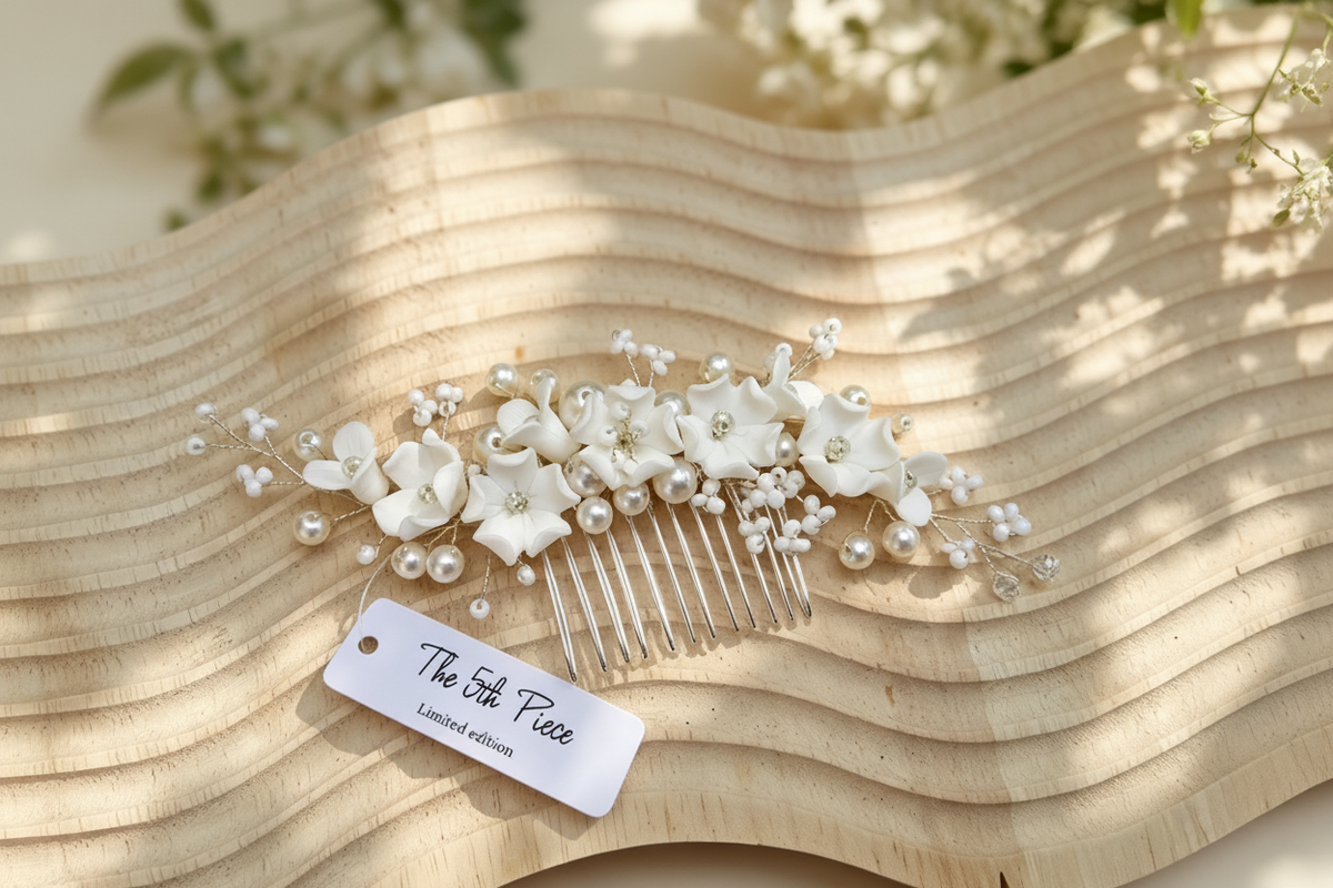 Luxury Ivory Floral & Pearl Bridal Hair Comb • Limited Edition — The 5th Piece