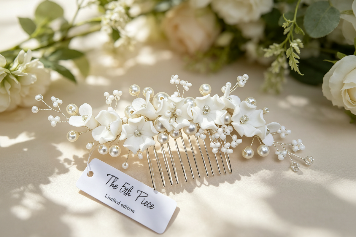 Luxury Ivory Floral & Pearl Bridal Hair Comb • Limited Edition — The 5th Piece
