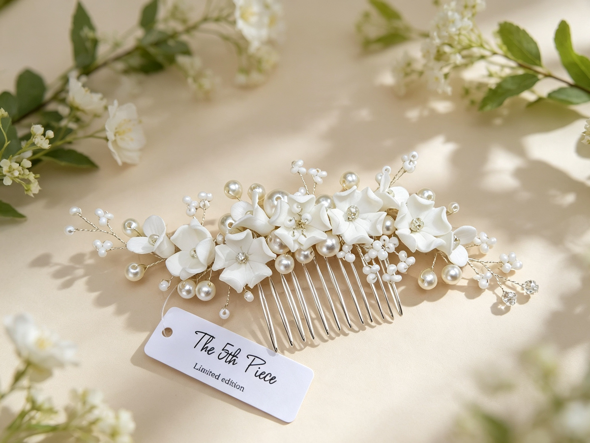 Luxury Ivory Floral & Pearl Bridal Hair Comb • Limited Edition — The 5th Piece