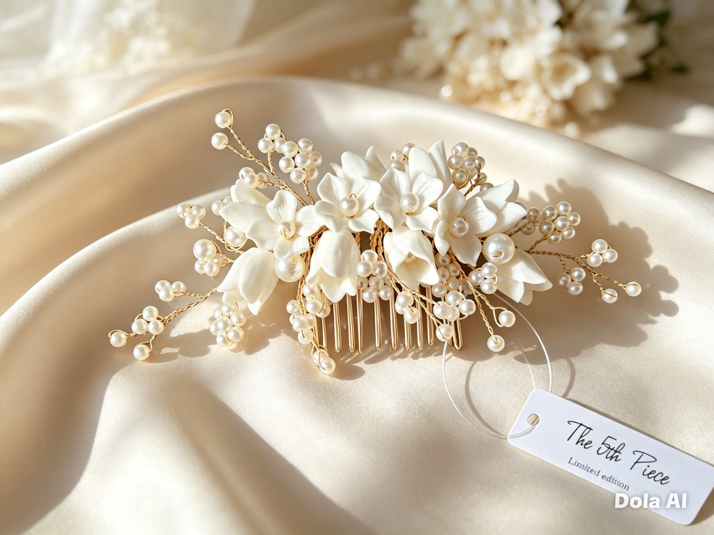 Luxury Ivory Floral & Pearl Bridal Hair Comb • Limited Edition — The 5th Piece