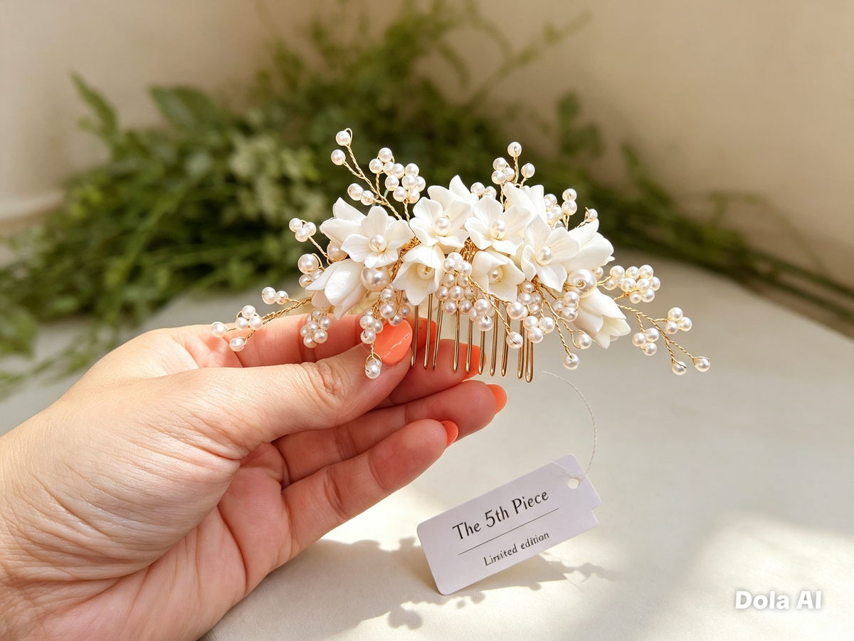 Luxury Ivory Floral & Pearl Bridal Hair Comb • Limited Edition — The 5th Piece