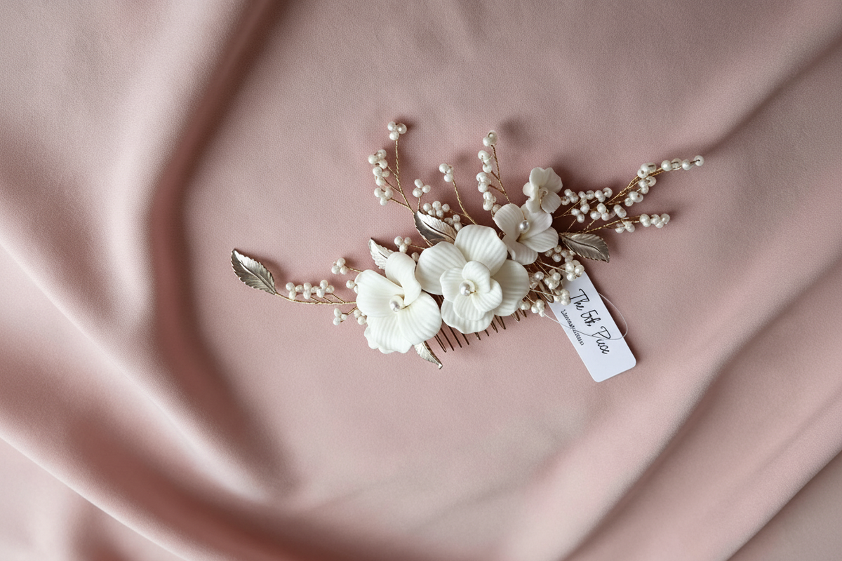 5. Petals & Pearls Bridal Hair Comb ✨ FREE GIFT — Limited Stock!