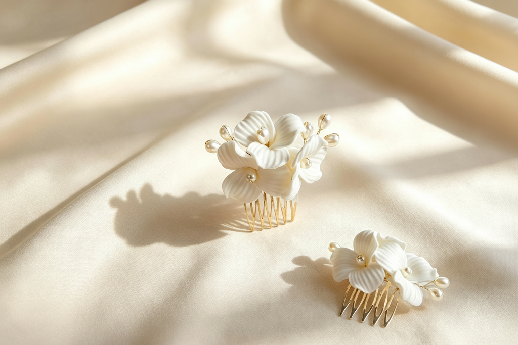 Ivory Floral Pearl Bridal Hair Comb — Limited Edition