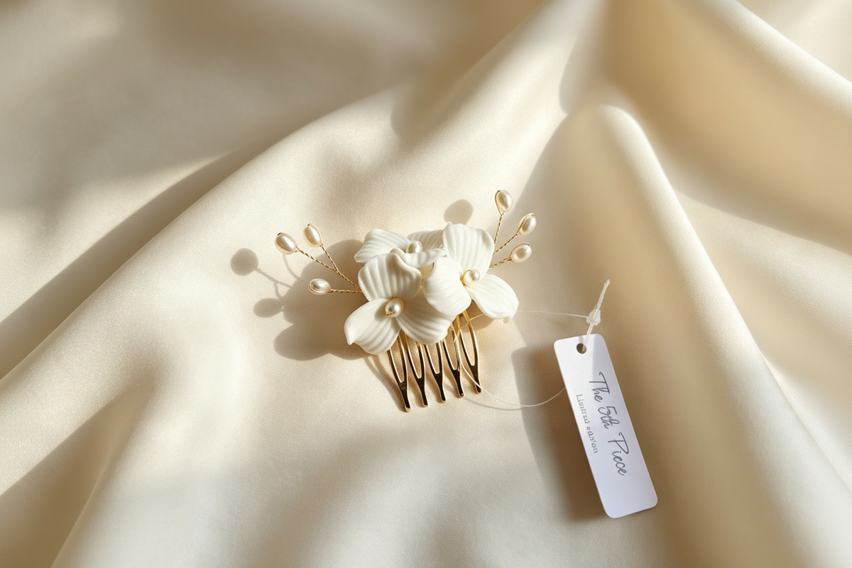 Ivory Floral Pearl Bridal Hair Comb — Limited Edition