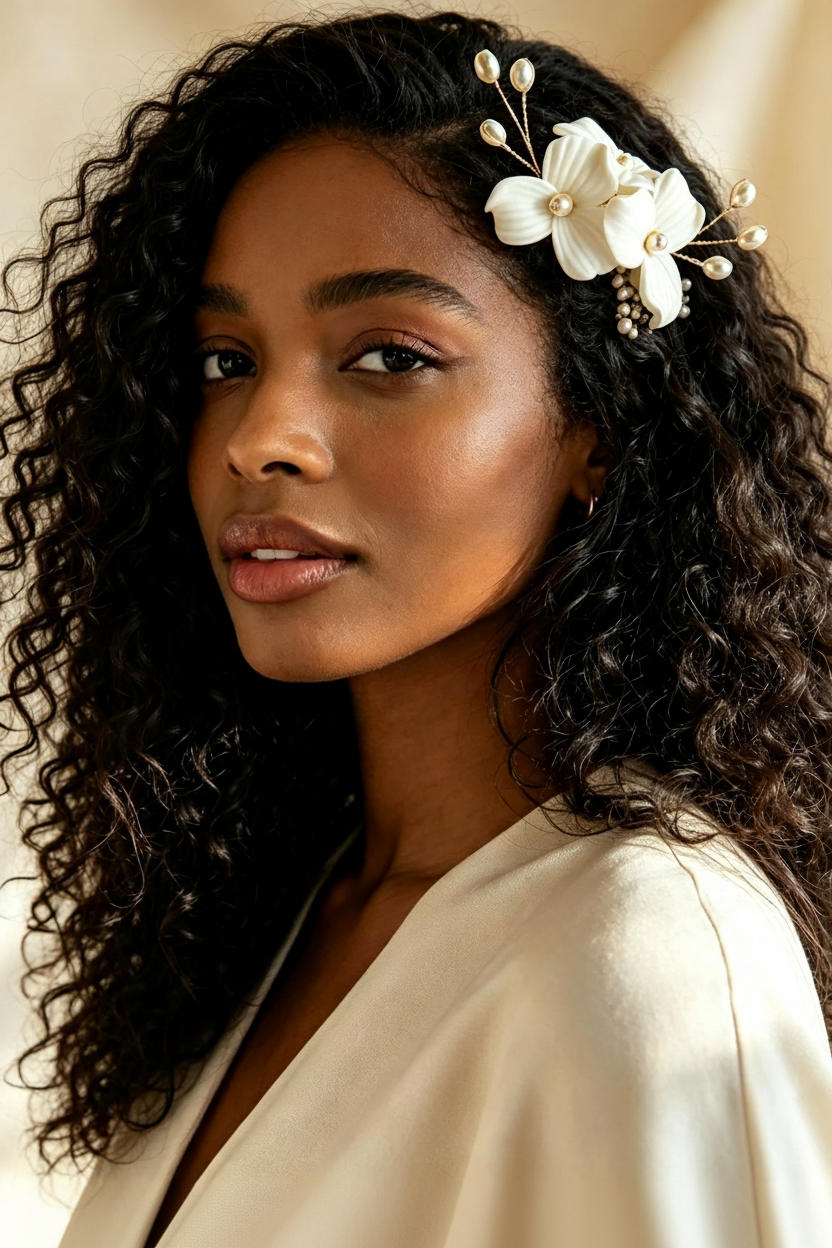 Ivory Floral Pearl Bridal Hair Comb — Limited Edition