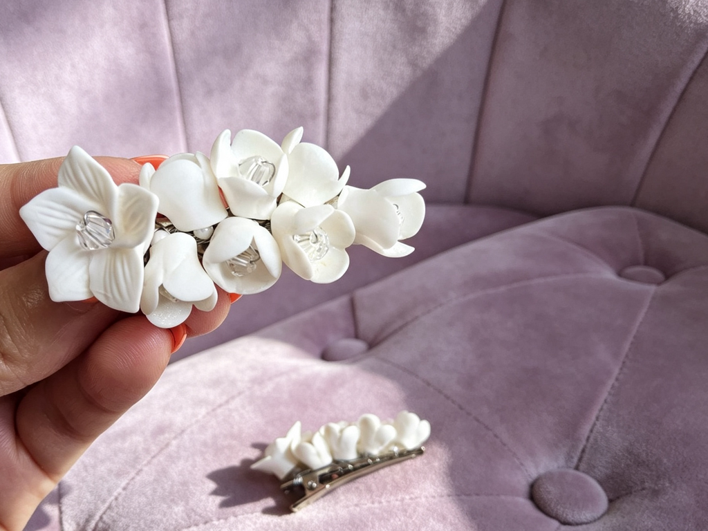 Moonlight Blooms Crystal Hair Clip .