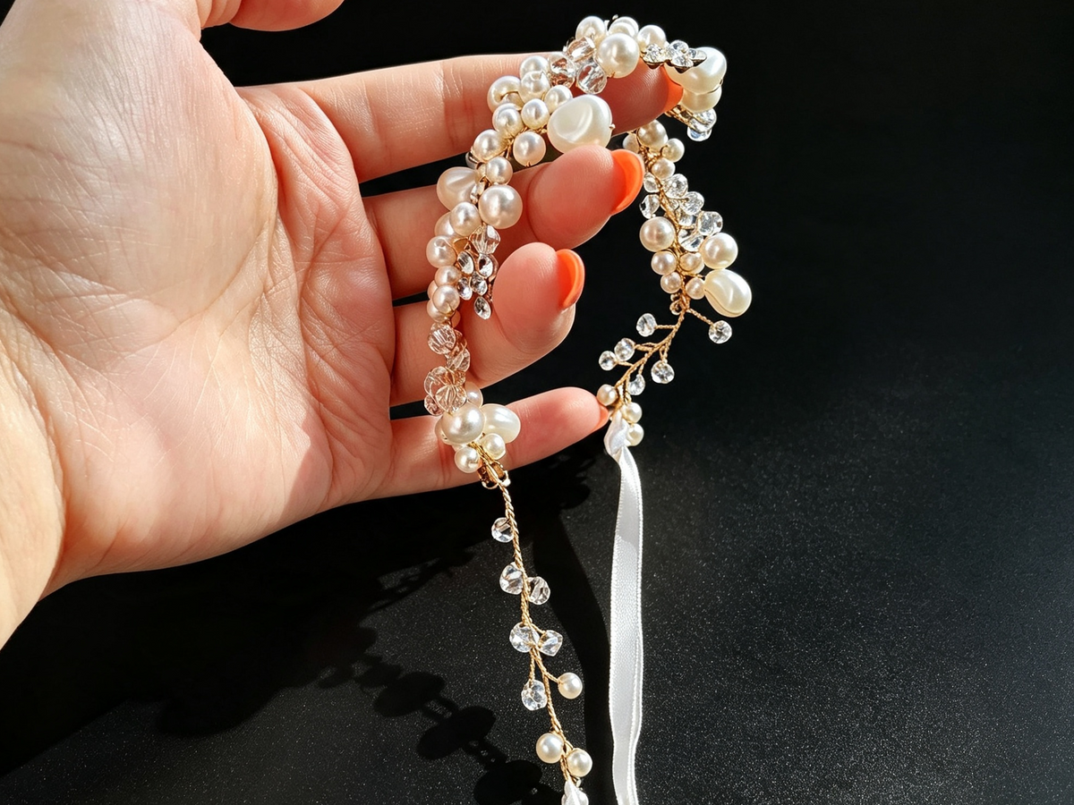 Golden Pearl & Crystal Bridal Headband ✨ Limited Edition • FREE GIFT