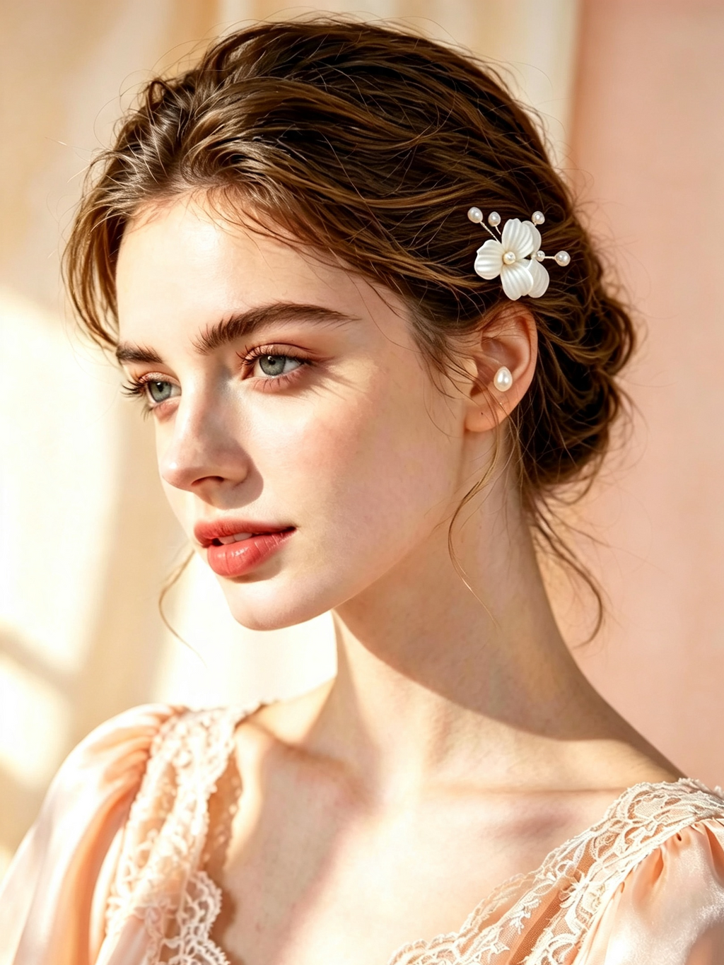 - Timeless White Floral Pearl Hair Piece