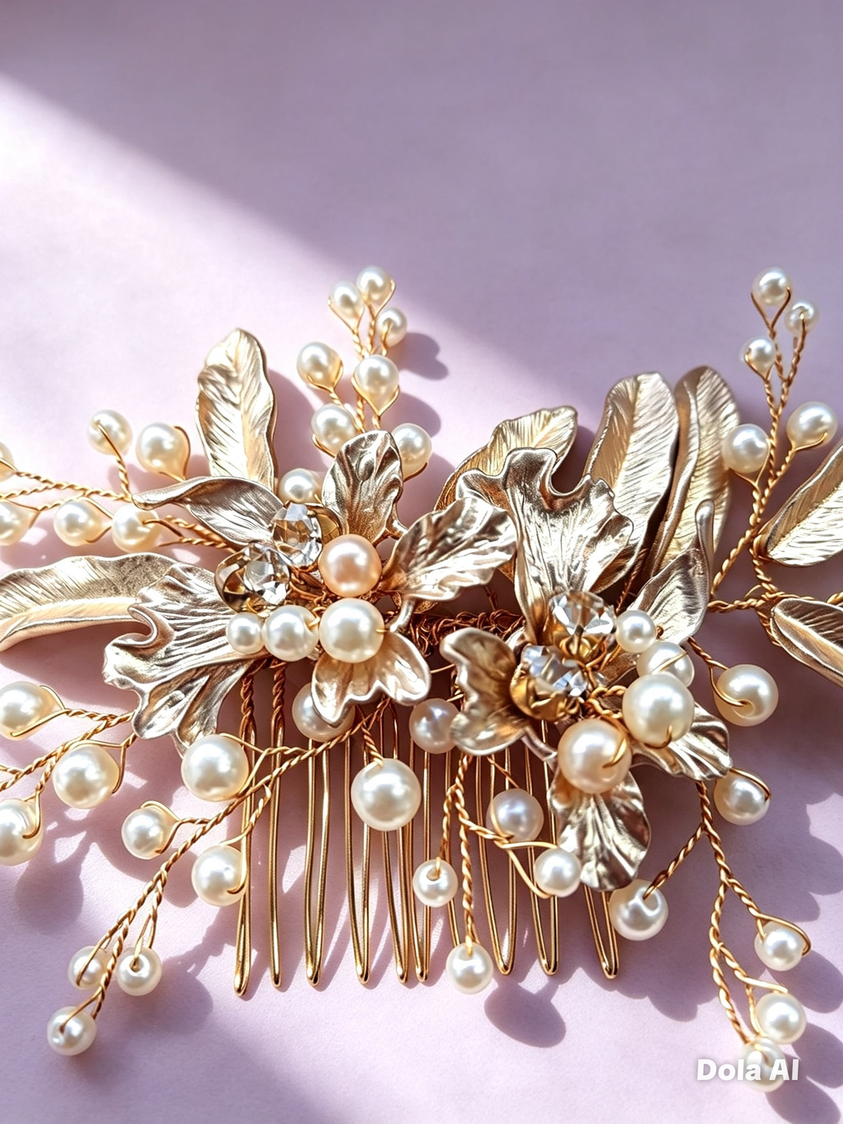 Enchanted Gold Pearl Hair Accessory • Wedding & Special Occasion