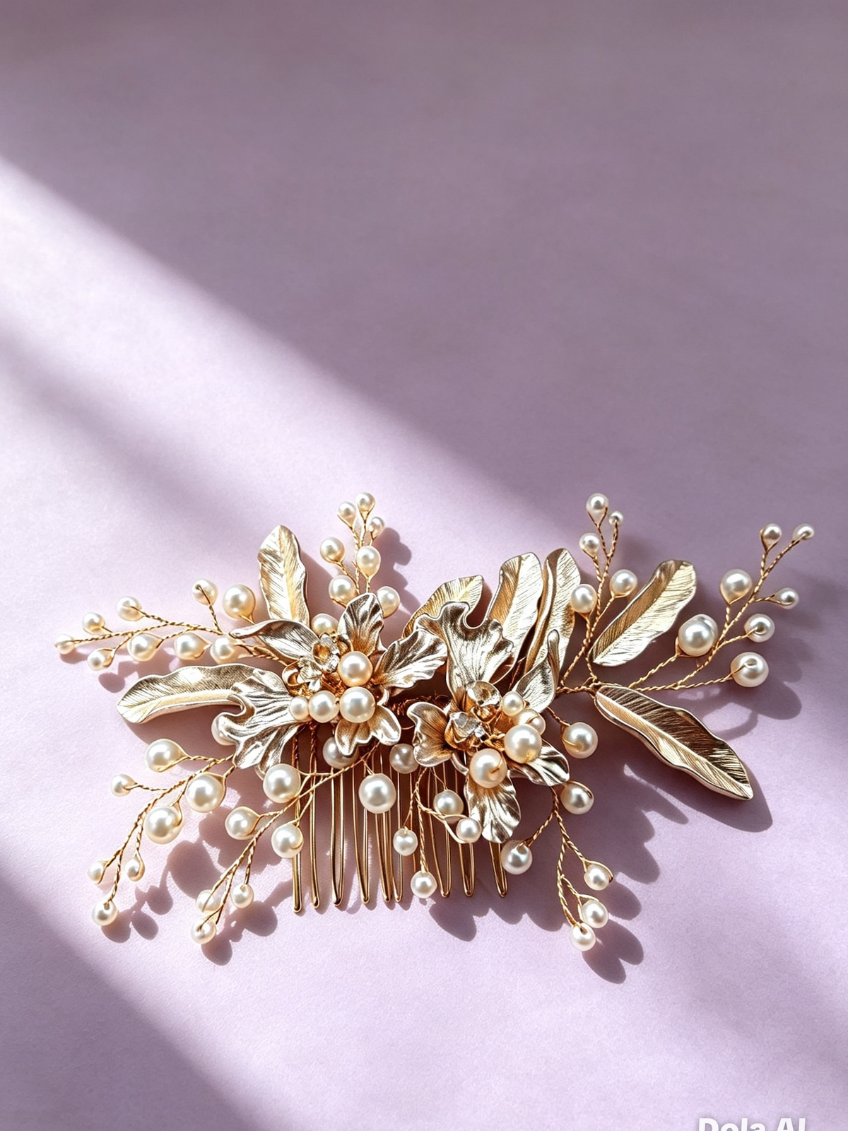 Enchanted Gold Pearl Hair Accessory • Wedding & Special Occasion