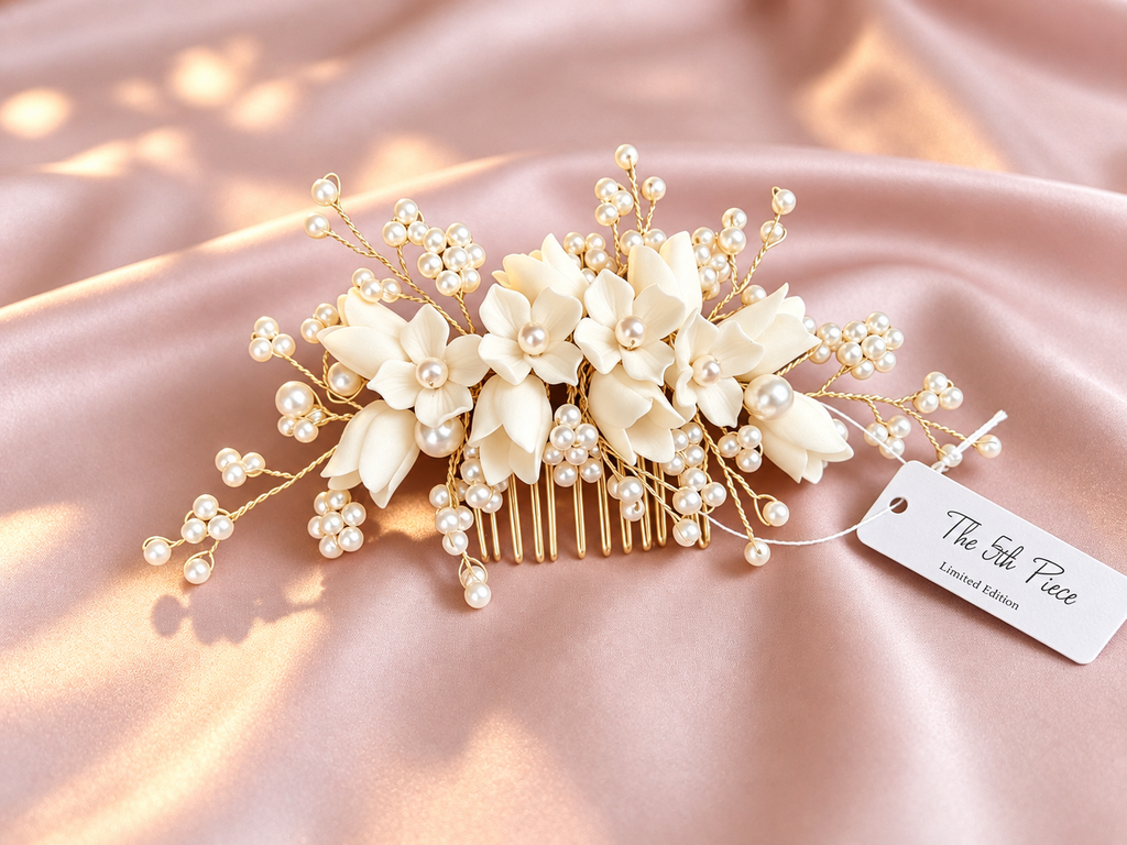 Luxury Ivory Floral & Pearl Bridal Hair Comb • Limited Edition — The 5th Piece